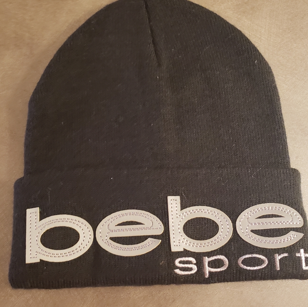 BEBE sport beanie. Warm w/ reflective letters. One size. Black